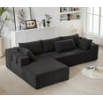 thumbnail image 1 of 108" L Shaped Chenille Modular Sectional Couches with Pillows, 4 Seater Oversized Upholstered Cloud Sofa for Living Room Apartment, Free Combination, Black, Left Chaise, 1 of 8