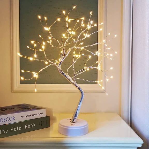 108 LED Tabletop Bonsai Tree Light, 8 Modes 20 Warm White Artificial Fairy Battery/USB Operated Twinkling Lamp for Christmas Wedding Home Decoration