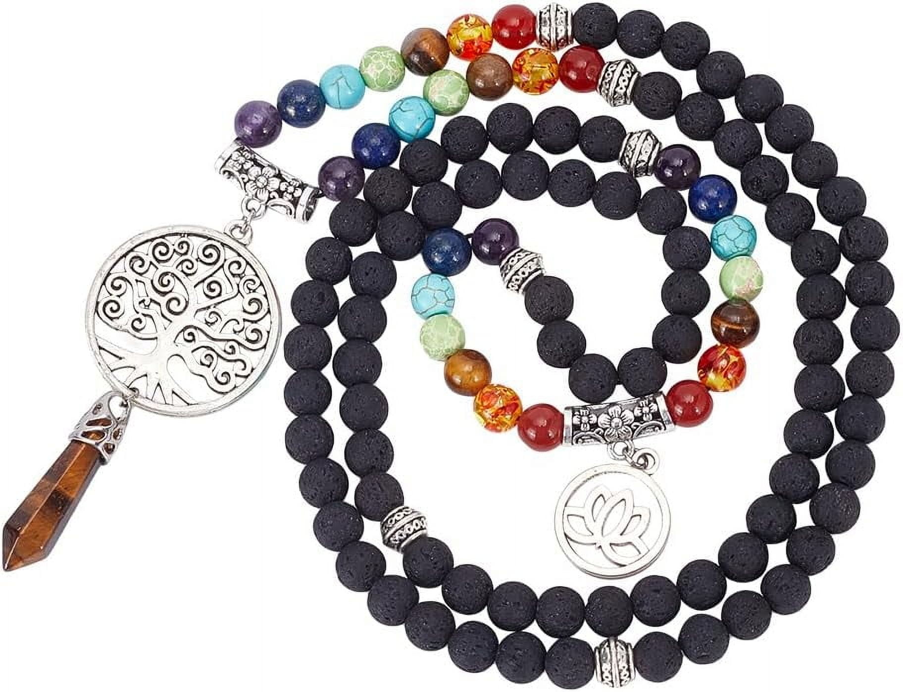 7 Chakra 108 Mala Beads Bracelet & Necklace Set - Real Healing Gemstones For Yoga & Meditation