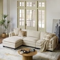 thumbnail image 1 of 108" Modern 4-Seater Sectional Modular Sofa Couch with Storage and Dual-Layer Cushions Beige, 1 of 9