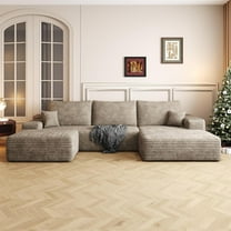 108" U-Shaped Modular Sectional Sofa, Plush Corduroy Cloud Couch with Deep Seats & Chaise, Ready-to-Use Design