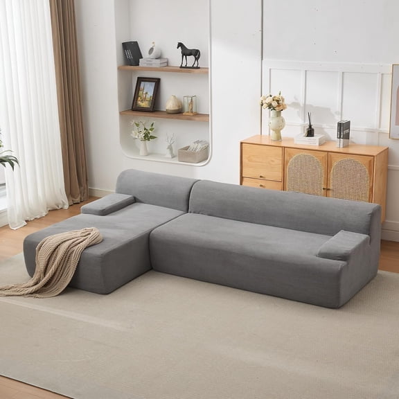 108" Modular Cloud Sectional Sofa with Chaise, Fluffy Boneless Couch, No Assembly Required & Compressed Packaging, l-Shaped Couches for Living Room
