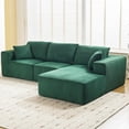 thumbnail image 1 of 108" Modular Sectional Sofa, Cloud Foam Sectional Couch with L-Shape Chaise/Throw Pillows/Plush Corduroy Fabric, No Assembly Required, Space-Saving, Boneless Compression Sleeper Sofa for Living Room, 1 of 7