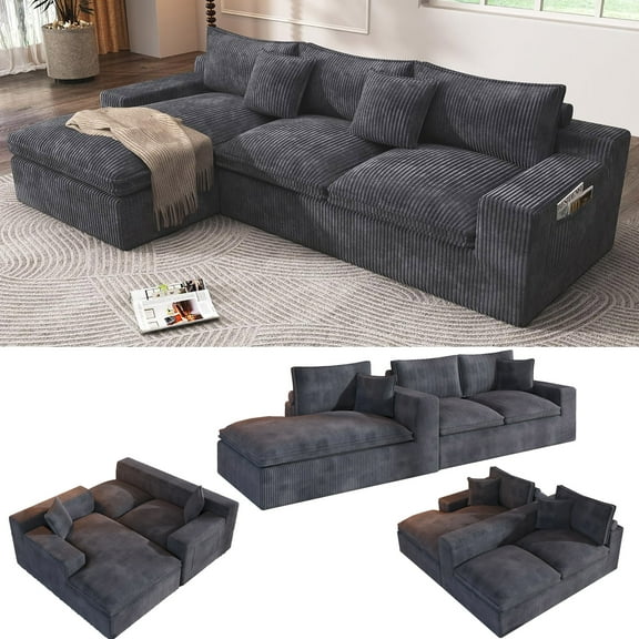 108” Modular Sectional Sofa, Cloud Sectional Couch with Deep Seat, Modern Modular L-Shape Sofa Couch with Chaise,Upholstered Couches for Living Room Bedroom