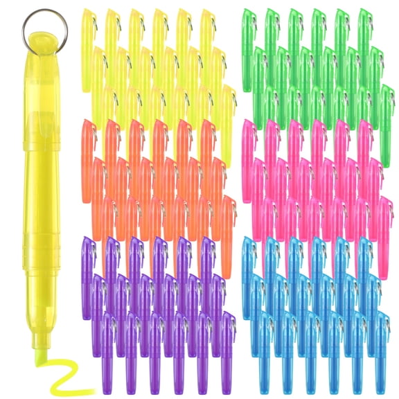 108 PCS Mini Highlighters, Pocket Highlighter with Key Ring, 6 Colors Smooth Liquid Highlighters Florescent Color Pens for Students Teachers Offices, Colorful Portable Makers for Marking Notes