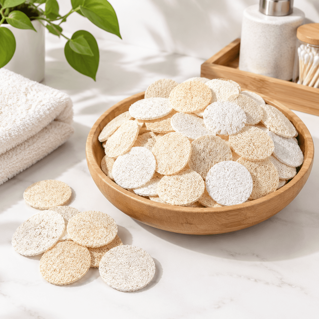 108 Pack Loofah Sponge Face Pads - Facial and Body Scrubbers for Bath ...
