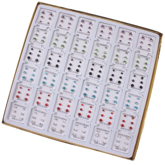 108 Pairs Elegant Crystal Earrings Hypoallergic Ear Studs Fashion Ear Pin Crystal Texture Suitable for Daily Party Wear