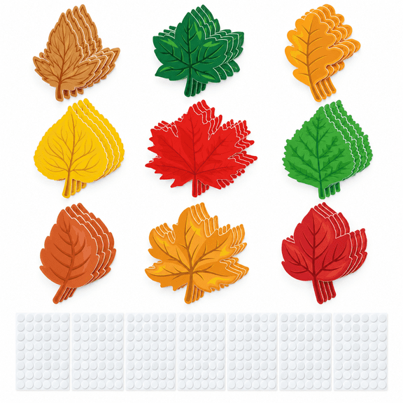 108 Pcs Fall Maple Leaves Cutouts, 9 Styles Autumn Paper Leaves