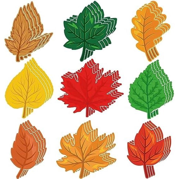 108 Pcs Maple Leaves Cutouts Fall Classroom Decorations Autumn Bulletin Board Decor Paper Fall Leaves Cutouts Crafts for Kids Thanksgiving Holiday School Wall Home Supplies, 9 Styles$$Office
