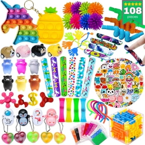 108 Pcs Party Favors for Kids 4-8 8-12, Pop Fidget Toys, Treasure Box for Classroom, Pinata Filler, Goodie Bag Stuffers, Prize Box, Treasure Chest, Classroom Prizes