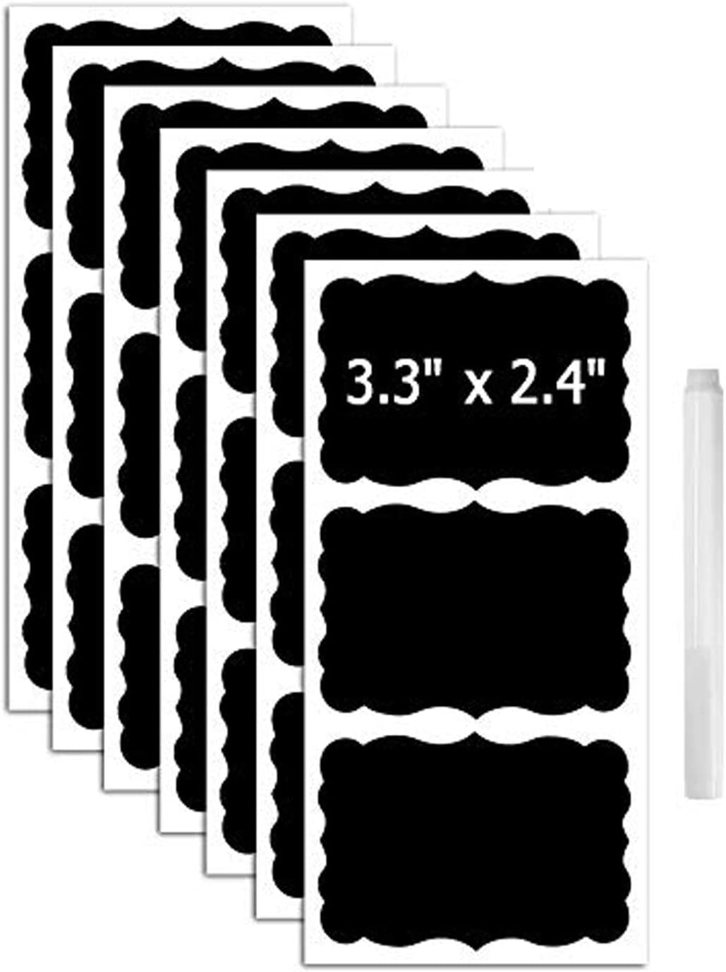 108 Pcs Reusable Chalkboard Labels with 1 Pen,Blackboard Sticker for Pantry Storage 3.3×2.4inch
