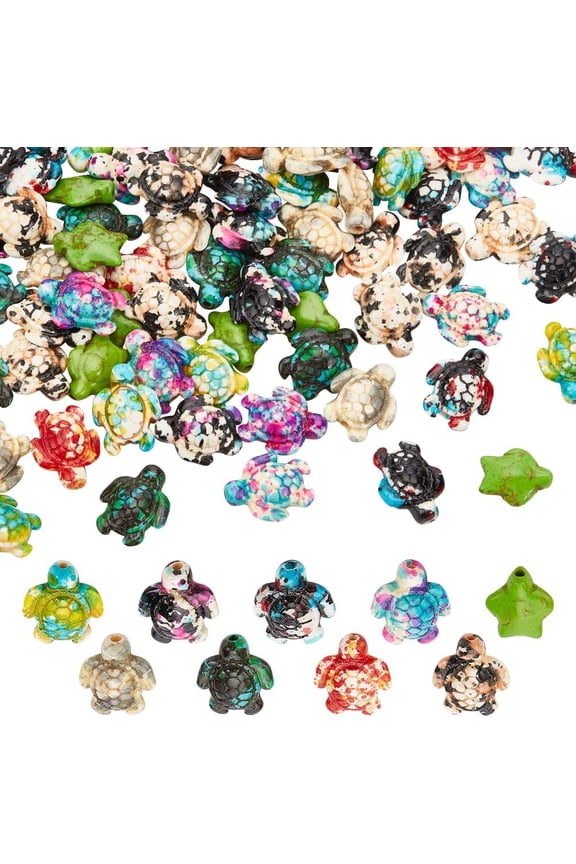 108 Pcs Turquoise Turtle Beads 9 Colors Sea Turtle Beads Turquoise Tortoise Beads Turtle Gemstone Beads Sea Animal Beads for Jewelry Making DIY Bracelet Necklace