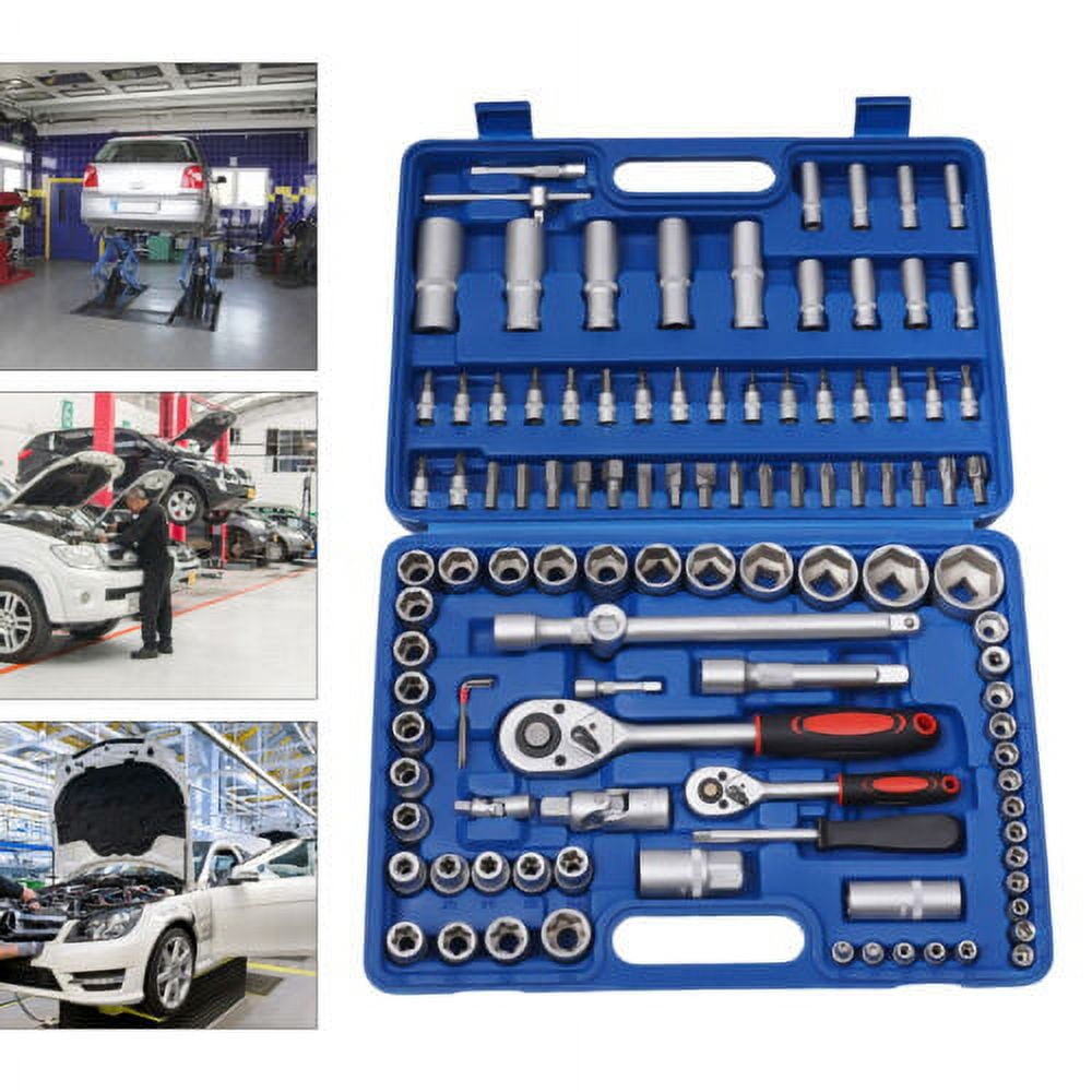 108 Piece Socket Wrench And Metric 1/4 And 1/2 Drive Socket Set
