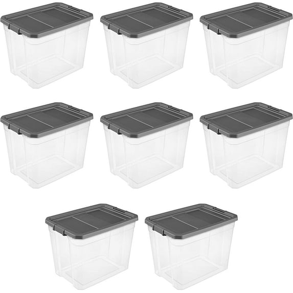 Sterilite Stacker Modular Storage Box - Stackable Plastic, 108 Qt - 8 Pack, Gray