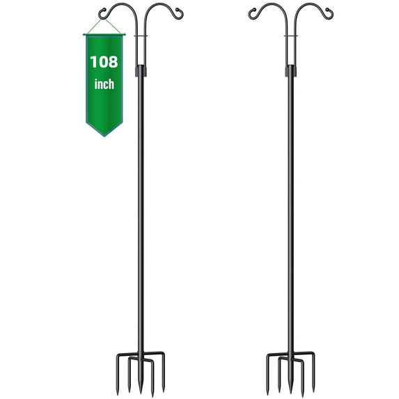 2 Pack Shepherd Hooks 108" Tall 5/8" Thick High Quality Metal Shepherd Pole for Outdoor Plant Bird Feeder Lantern Stand Garden Hanger Solar Light Wedding Heavy Duty