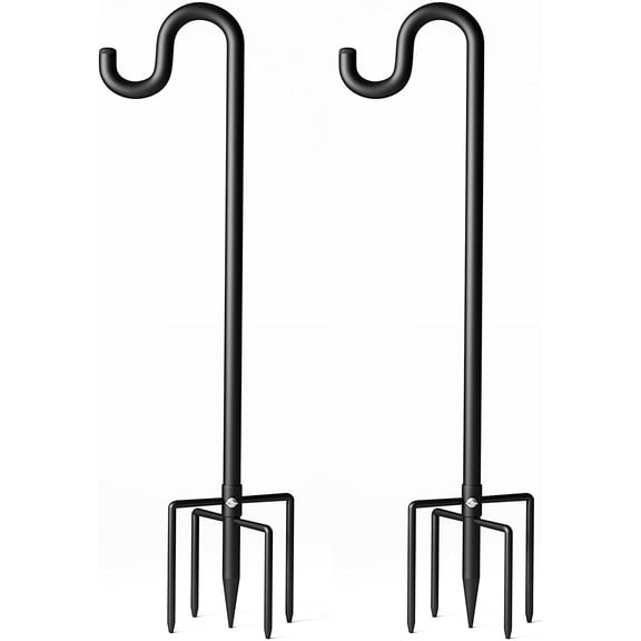108" Shepherds Hooks for Outdoor, Extra Thick Bird Feeder Pole with 5 Prong Base, Adjustable Shepards Hook for Garden, Weddings, Hanging Plant