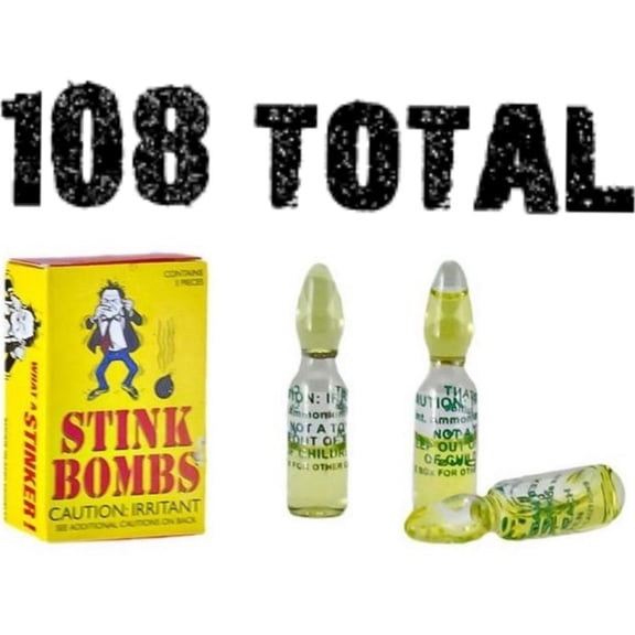 108 Stinky Smelly Stink Bombs - Glass Vials - gag prank joke - wholesale lot