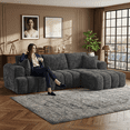 thumbnail image 1 of 108" W Modular Sectionals Sofa,Cloud Boneless Couch with Chaise,Chenille Tufted Deep Seat L Shaped Couch,Modern Compression Foam Sofa for Living Room Bedroom,No Assembly Required(Right Facing,Gray), 1 of 8