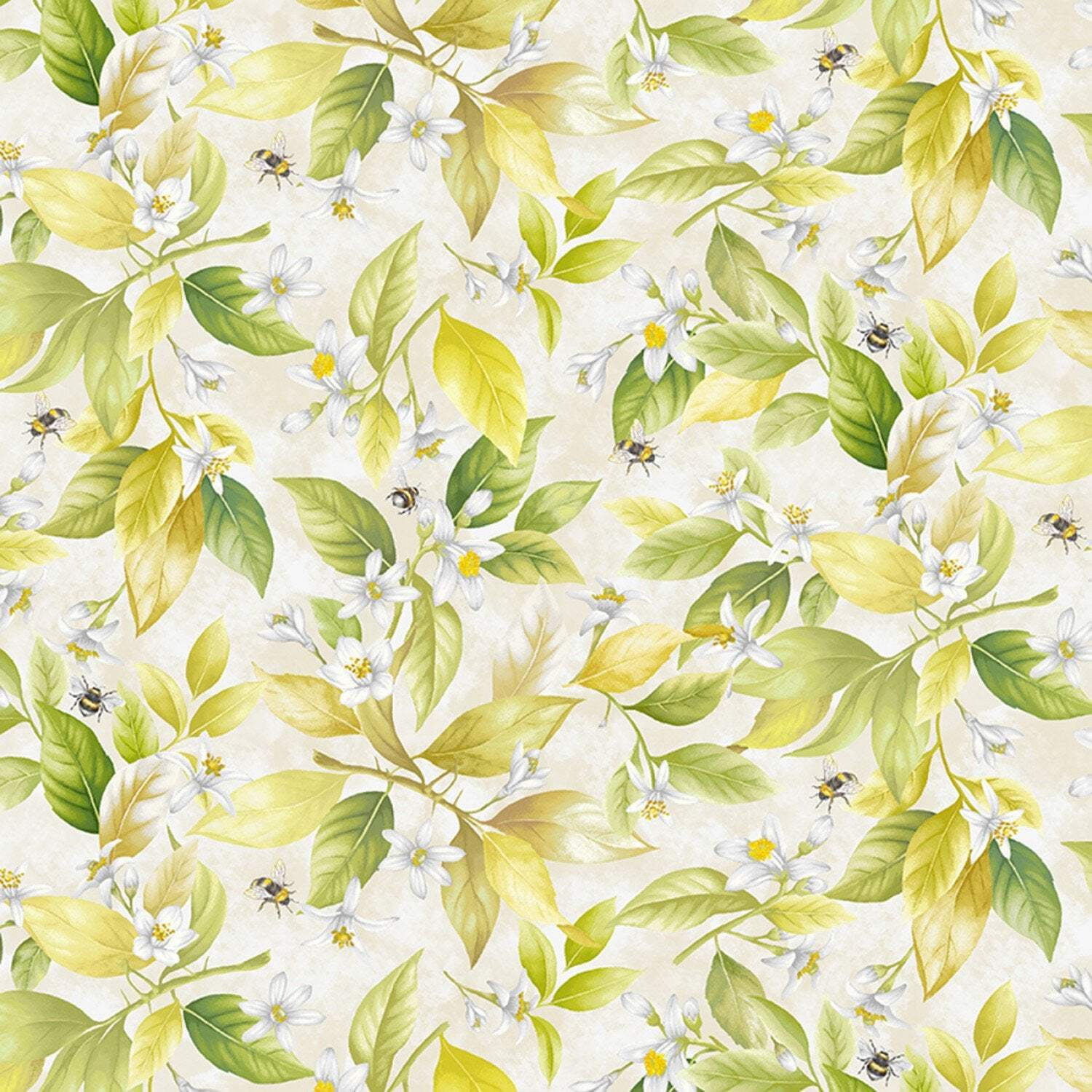 108 Wide Lemon Bouquet Blossoms Bees by Timeless Treasures Quilt Back