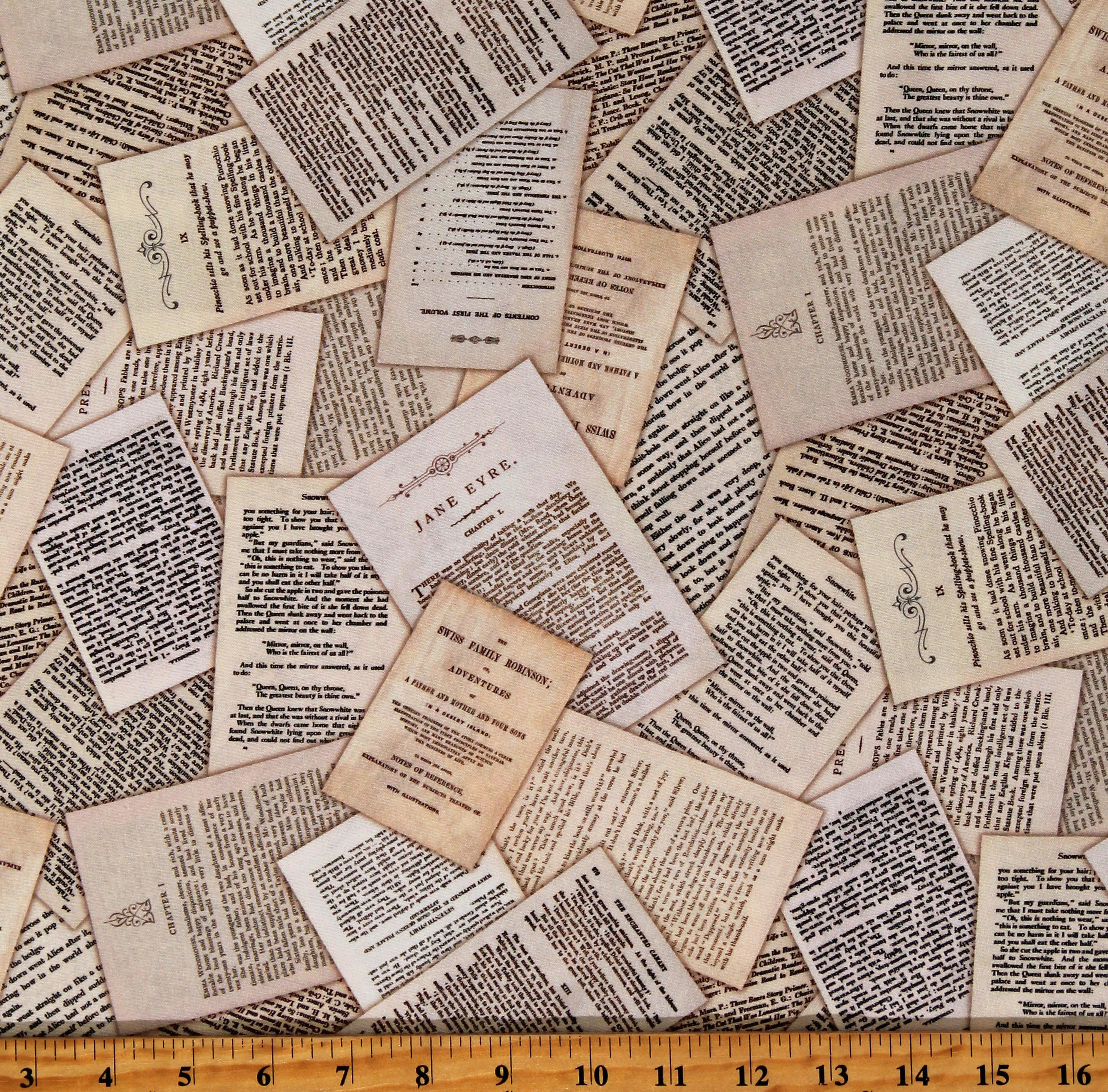 108" Wide Library of Rarities Jane Eyre Book Pages Quilt Backing Cotton Fabric Print by the Yard (SRKXD-19603-200VINTAGE)