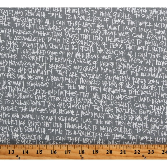 108" Wide Quilting Sewing Words Script on Pewter Gray Quilt Backing Cotton Fabric Print by the Yard (AFRX-18144-183)
