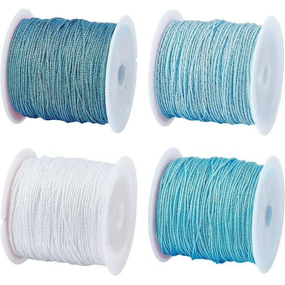 108 Yards 0.8mm Blue String 4 Colors Bracelet String Thread Metallic Cord Ribbon Wrap Thread Tag Cord