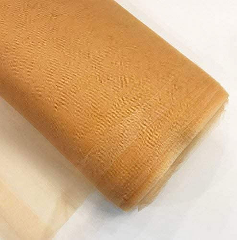 108" by 50 Yards Fabric Tulle Bolt for Wedding and Decoration(50 Yard, Gold)