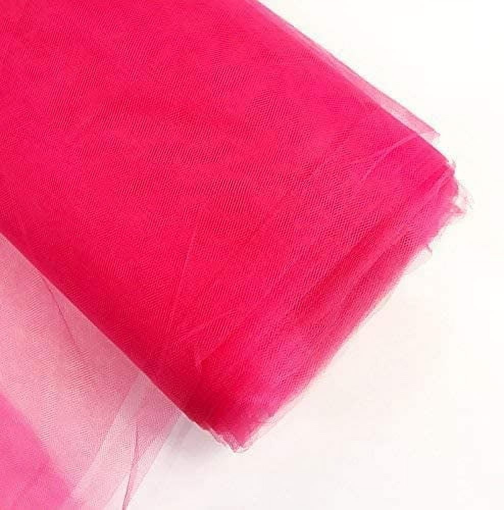 108" by 50 Yards Fabric Tulle Bolt for Wedding and Decoration(50 Yard, Hot Pink)