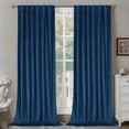 thumbnail image 1 of 108 inch Blue Velvet Curtains for Living Room, Thermal Insulated Blackout Curtains Room Darkening Drapes with Back Tab and Rod Pocket for Bedroom, Set of 2 Panels, 52 x 108 Inch, 1 of 17
