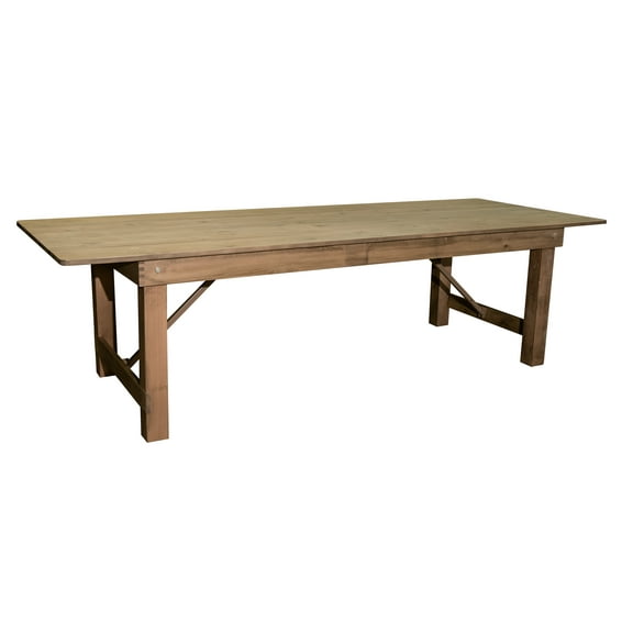 108 inch x 40 inch Farmhouse Pine Wood Rectangle Folding Table - Rustic