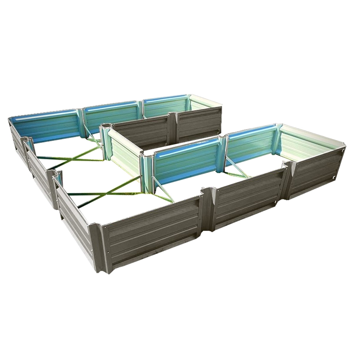 Ash Grey U-Shaped Metal Raised Garden Bed, 108 x 108 x 18 Inch