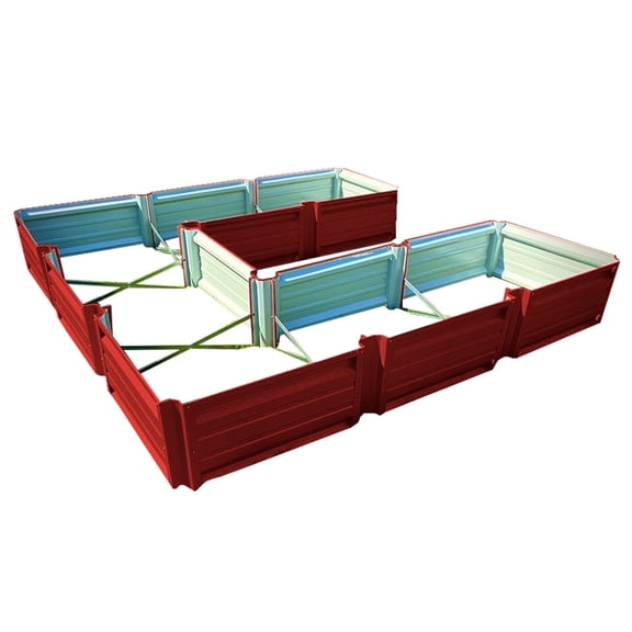 108 x 108 x 18 Inch U Shaped Metal Planter Box | Durable Metal Raised Garden Bed in Galvalume Steel | Custom Colors and Different Sizes (Bright Red)
