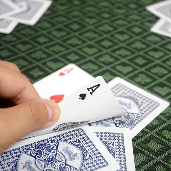 108 x 60 Inches Two-Tone Poker Table Suited Speed Cloth with Dark Color Background, Dustproof and Waterproof Tablecloth for Poker Tables (Two-Tone Green)