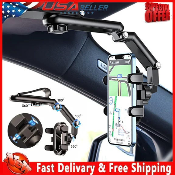 1080 Car Phone Holder Rotatable & Retractable Multifunction Mobile Phone Holder