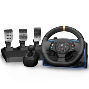 1080 Degree PC Racing Wheel with Hall Effect Pedals and H-Shifter, Magnetic Induction Sim Steering Wheel for PC, Euro Truck Simulator 2