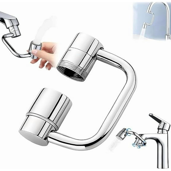 1080° Rotatable Faucet Extender, 2 Modes Swivel Faucet Aerator, Metal Faucet Attachment Dual Function Kitchen Bathroom Sink Sprayer Attachment for Gargle/Eye/Face Washing(1pcs, 2 Mode)