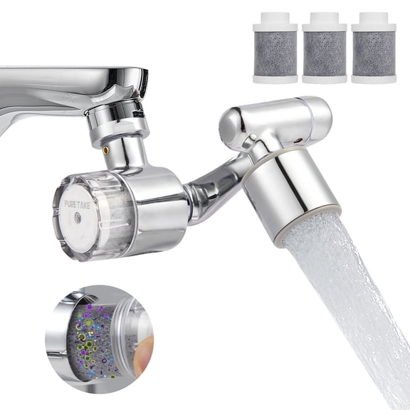 1080 Rotating Sink Water Filter, Removes 99% Chlorine & Odor, Soothes Sensitive Skin, 3 Filters Included