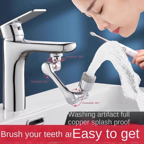 1080° Rotating Faucet Extender with Dual Spray Modes, Adjustable Sink Aerator Attachment for Kitchen and Bathroom, Brass Robotic Arm Design for Enhanced Flexibility and Efficient Water Flow