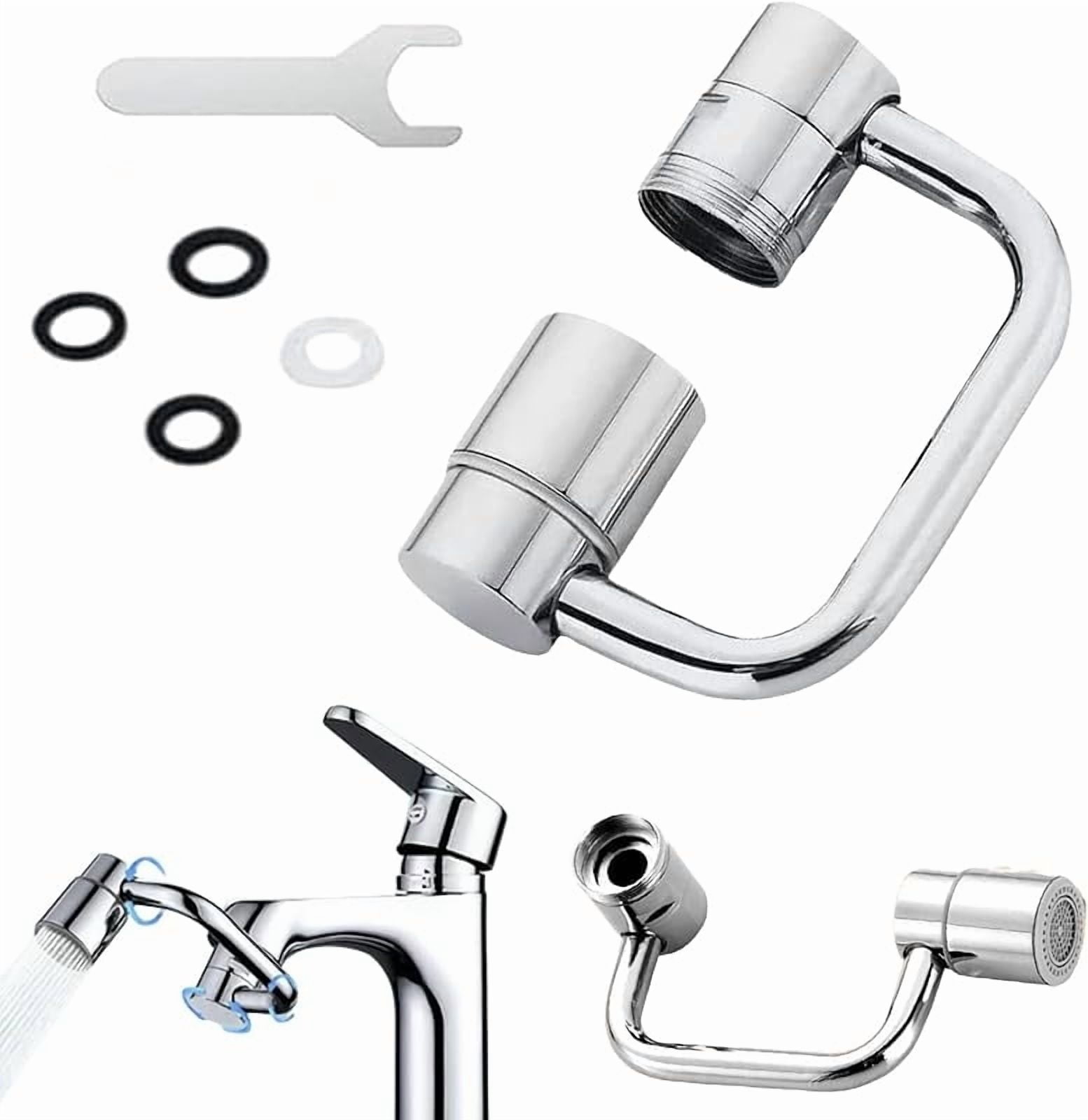 1080° Rotating Faucet Extender, Rotatable Faucet Aerator Extension, Heavy Duty Rotating Sink Extension, Rotatable Faucet Extension for Bathroom, Kitchen Sink (1Set)