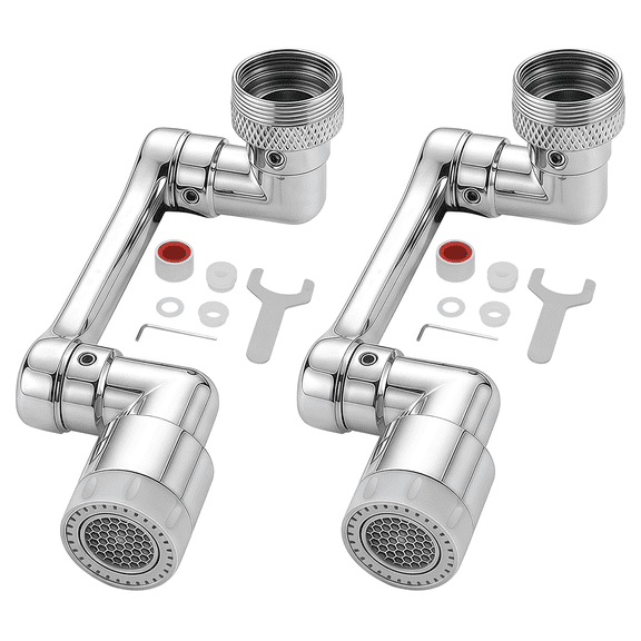 1080° Swivel Faucet Extender 2 PCS, Solid Brass Sink Aerator Attachment with Dual Spray Modes, Rotatable Robotic Arm Extension for Bathroom and Kitchen Faucet