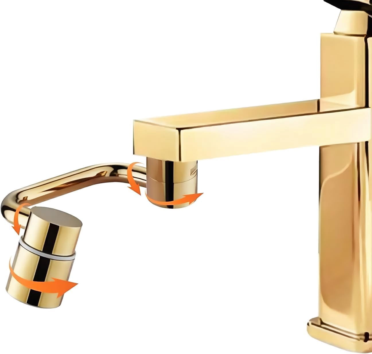 1080° Swivel Faucet Extender, Rotatable Faucet Aerator Extension for Bathroom Faucet, Faucet Extender for Kids, 2 Spray Modes Kitchen Faucet Aerator (Gold)