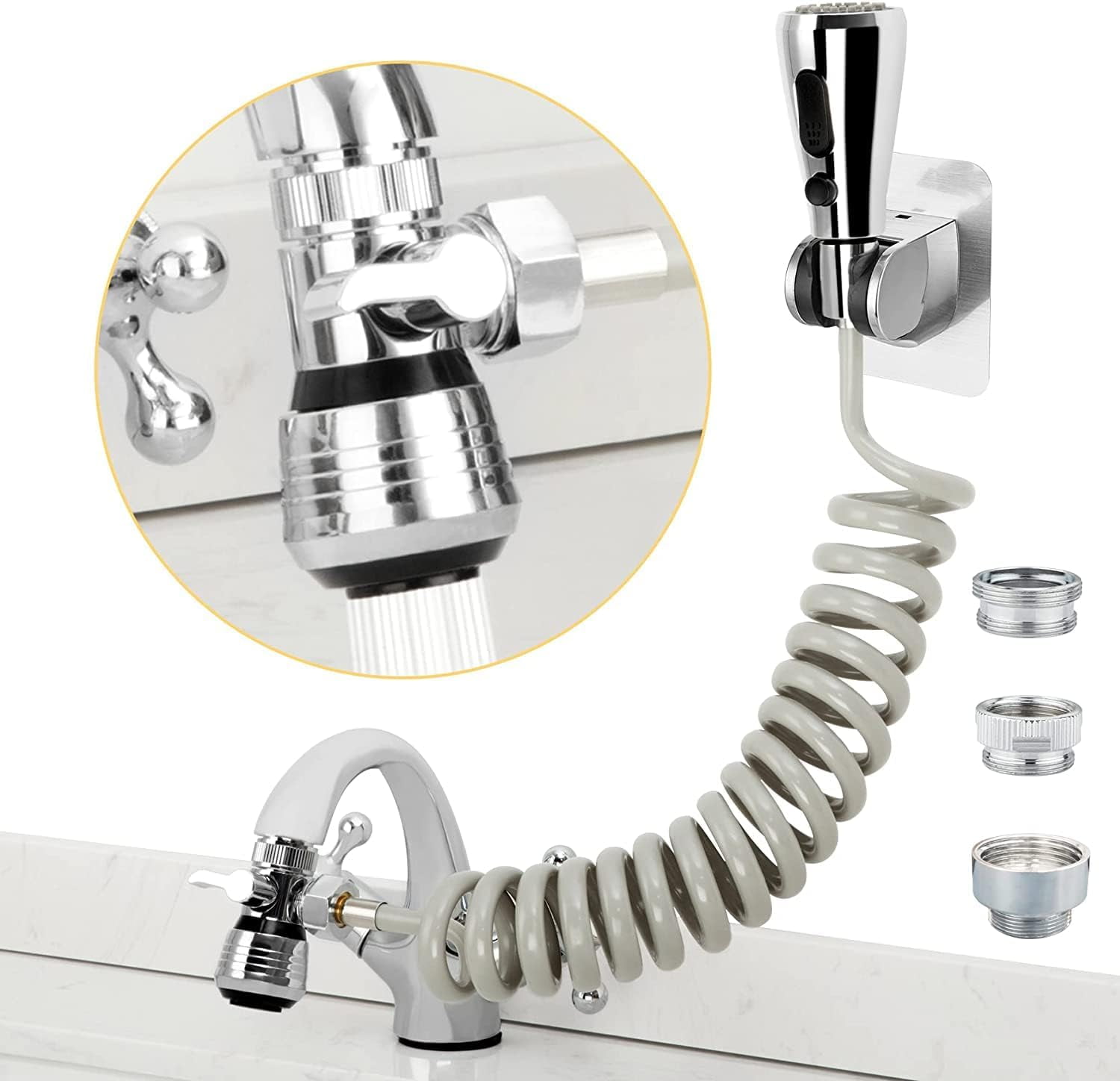 1080° Swivel Faucet-Extender Sink-Aerator - 2 Mode Splash Water Filter Extension, Kitchen Bathroom 360° Rotatable Spray Attachment, Multifunctional Universal Robotic Arm -Wash Hand/Hair/Face