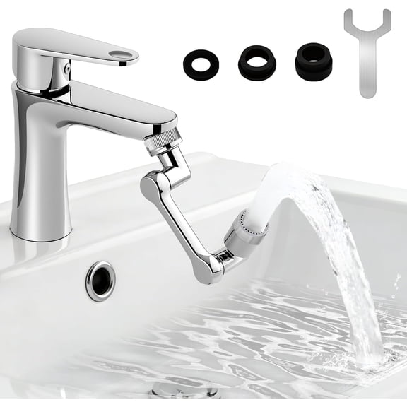 1080 Swivel Faucet Extender,U Shaped Faucet Extender,Universal 360Rotatable Faucet Aerator,2 Sprayer Modes Adjustable,for Bathroom Sink/Kitchen Water Faucet Extension Filter (Silver)