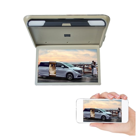 1080P 19 Inch Car Monitor HD LCD Screen Auto Ceiling TV Motorhome Roof Mount Display MP5 Portable Multimedia Car Video Playe ,Stereo Speakers