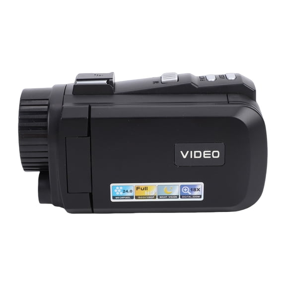 1080P 24MP Digital Video Camera Camcorder with 3.0 Inch 270 Degree Rotation Screen, 18X Digital Zoom, Night Mode and Compass - Black