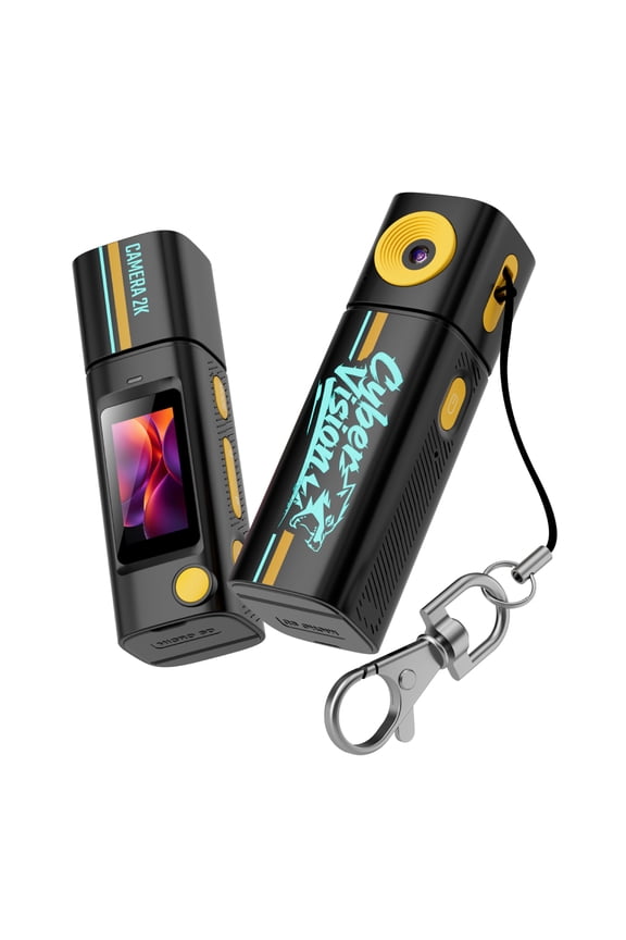1080P 2K Digital Camera Thumb Keychain Camera 0.96 In Lcd Screen Retro Mini Action Cam 230 Rotatable Lens Portable Small Camcorder For Students Outdoor Photography (Black)