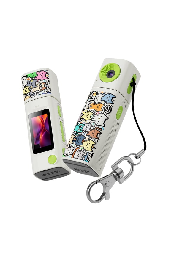 1080P 2K Digital Camera Thumb Keychain Camera 0.96 In Lcd Screen Retro Mini Action Cam 230 Rotatable Lens Portable Small Camcorder For Students Outdoor Photography (White)