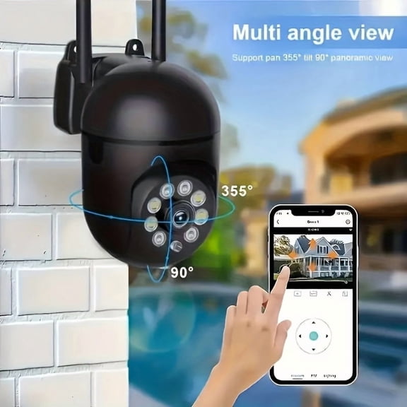 1080P 360° panoramic WiFi camera. Equipped with two-way audio and motion detection. USB powered, dual storage supported for home security.