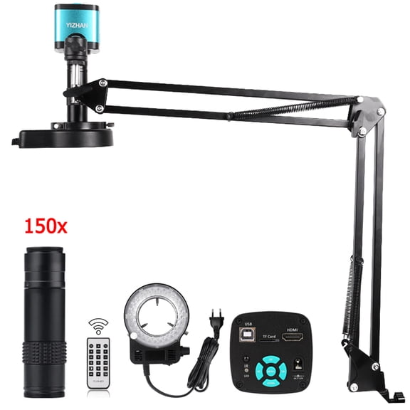 1080P 4K FULL HD Industrial Microscope For PCB Soldering Phone Repair Microscope With 215X Continuous Zoom C-Mount Parfocal Lens
