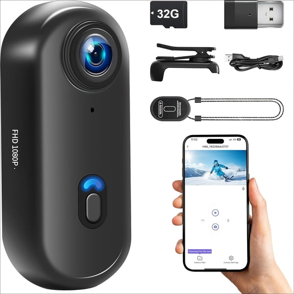 1080P/4K Ultra HD Vlog Camera, USB Rechargeable Thumb Camera with Magnetic Base, Portable Action Camera for Fishing, Cycling, Hiking, Climbing & Skiing